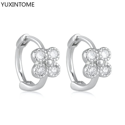 925 Sterling Silver White Zircon Hoop Earrings for Women – Fashion Geometric Crystal Silver Earrings Fine Jewelry Elegant Daily Wear Jewelry