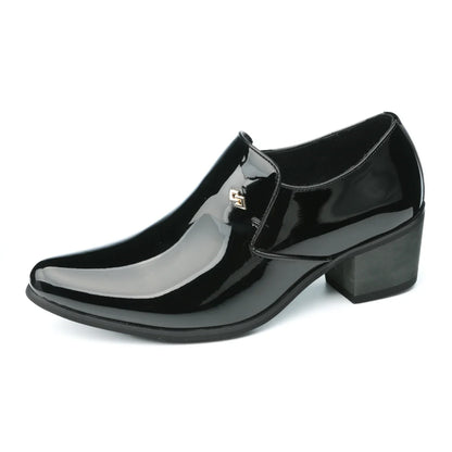 Premium Leather Men’s Slip-On Loafers - Business Casual Wedding Plaid Design Height Increasing Shoes