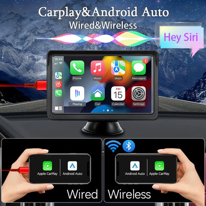 Hippcron 7-Inch Portable Car Radio Multimedia Player – Wireless CarPlay & Android Auto Universal Touchscreen