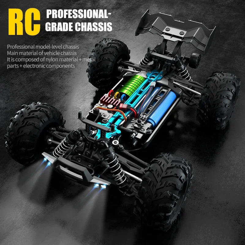 1:16 4WD RC Car – 70KM/H High-Speed Drift Monster Truck with LED, Remote Control, 4x4 for Kids, WLtoys 144001