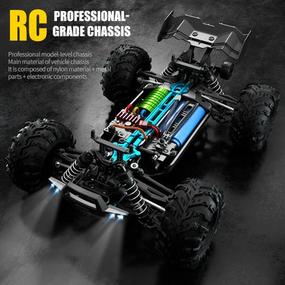 1:16 4WD RC Car – 70KM/H High-Speed Drift Monster Truck with LED, Remote Control, 4x4 for Kids, WLtoys 144001
