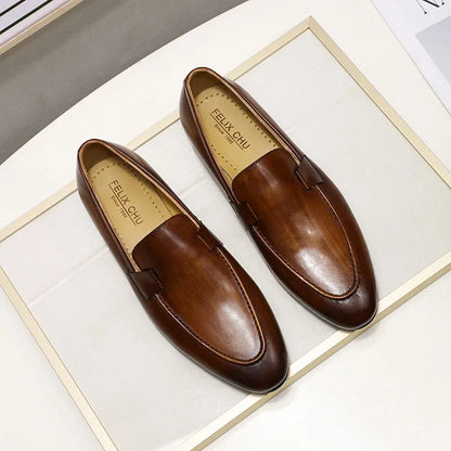 Men’s Genuine Leather Slip-On Loafers - Black & Brown Wedding, Party, Dance, Business & Casual Dress Shoes