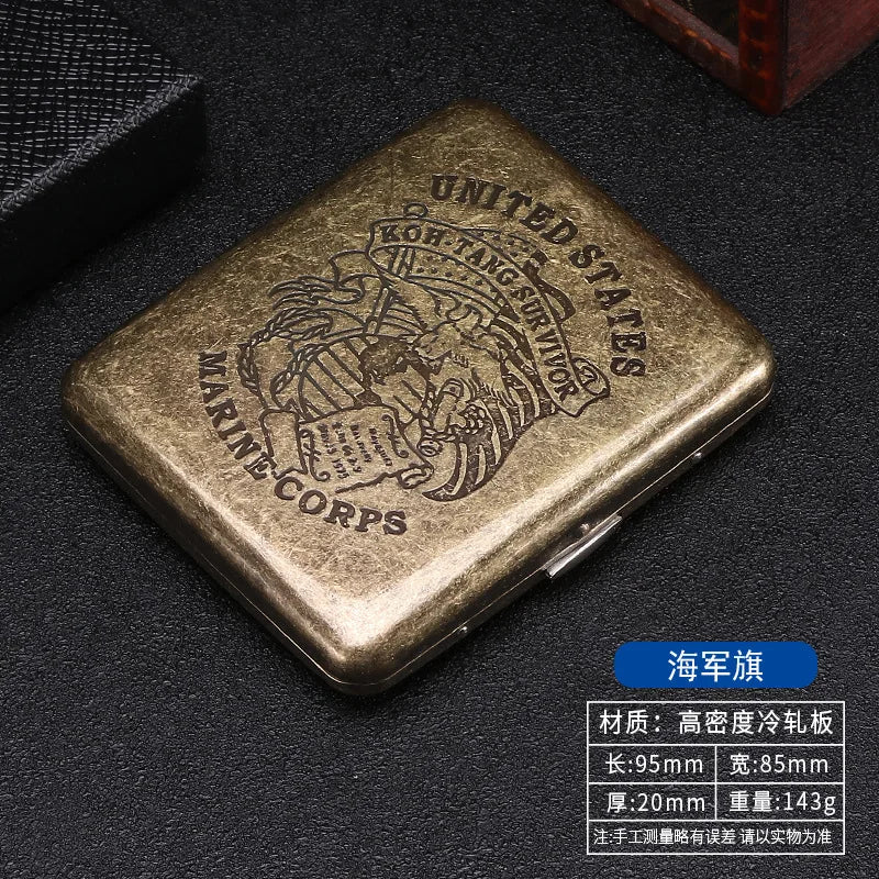 Retro Metal Cigarette Case - 20-Piece Capacity Vintage Bronze Tobacco Storage Holder