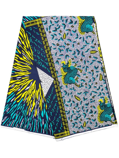 Guaranteed Original African Wax Fabric - 100% Cotton Real Ankara Print 6 Yards for Wedding Dresses & Sewing