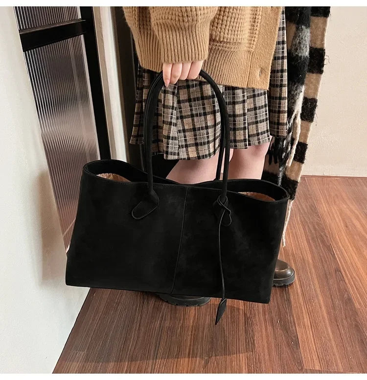 2025 Women’s Faux Suede Handbag – High-Quality, Versatile Large Capacity Shoulder Bag
