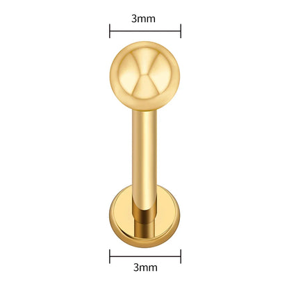 ASTM F136 Titanium Labret Stud Earrings – Threadless Push Pin Nose, Tragus, Cartilage & Helix Piercing Jewelry 16G/18G