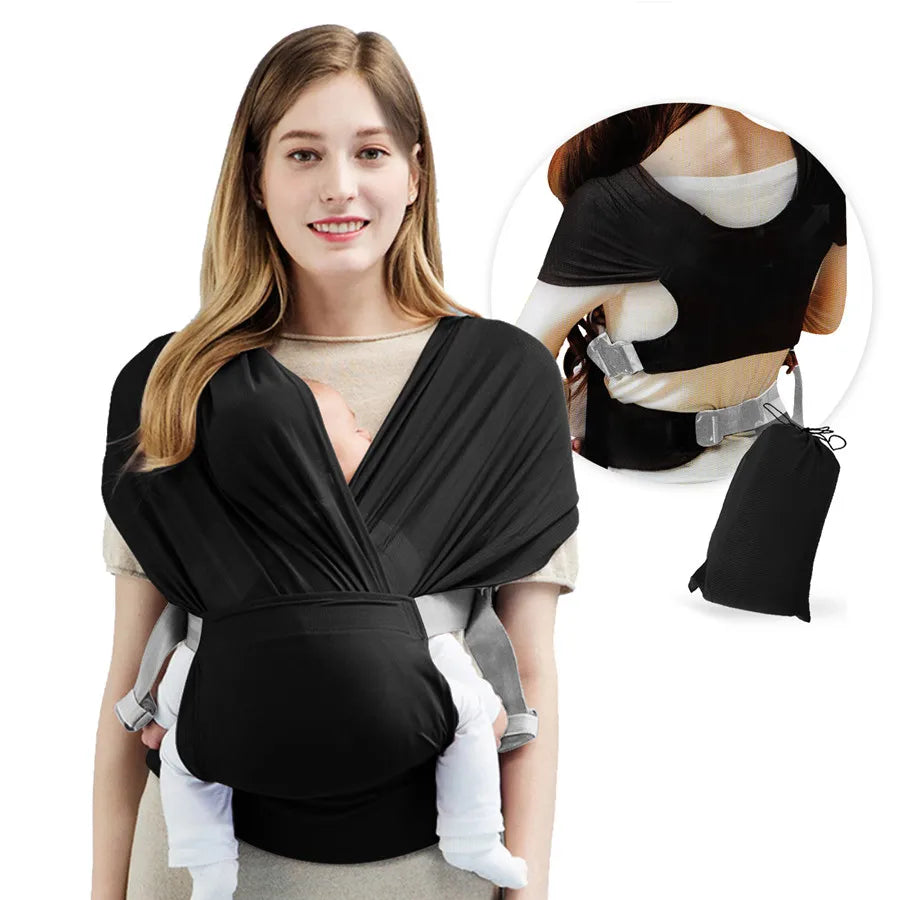 Adjustable Newborn Baby Sling - Soft Breathable Air Mesh Wrap Carrier with Hip Seat Support