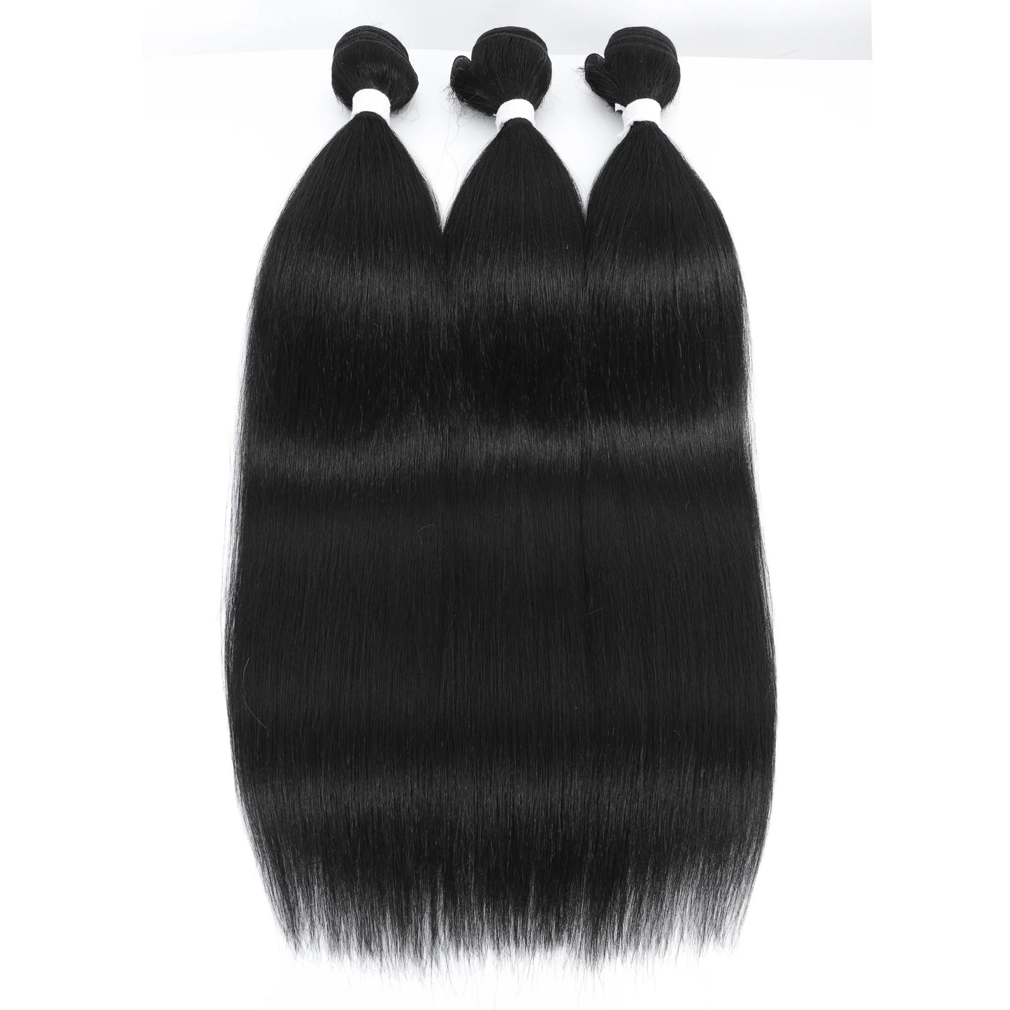 26" Ombre Straight Synthetic Hair Extensions – Smooth Weaving, Full Blue Hair Bundles from Root to End