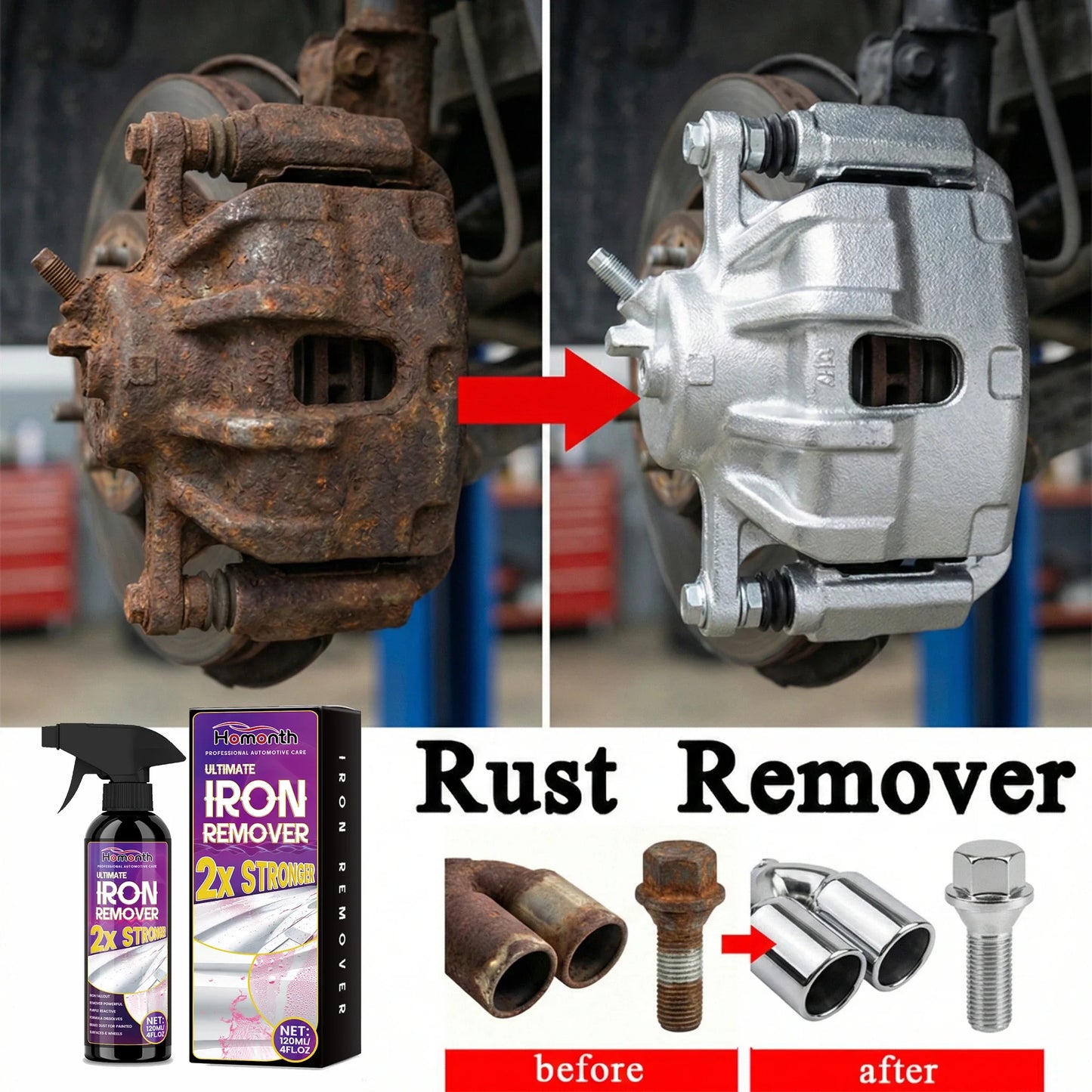 Powerful Rust Remover Spray - Fast Metal Rust Removal Solution for Cars, Bikes, Tools & Household Repairs