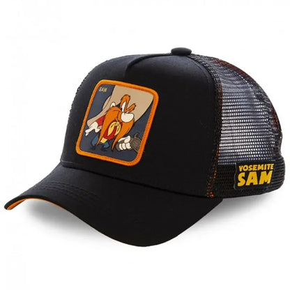 Anime Cartoon Snapback Cap - Cotton Mesh Trucker Hat for Men & Women Hip Hop Dad Style