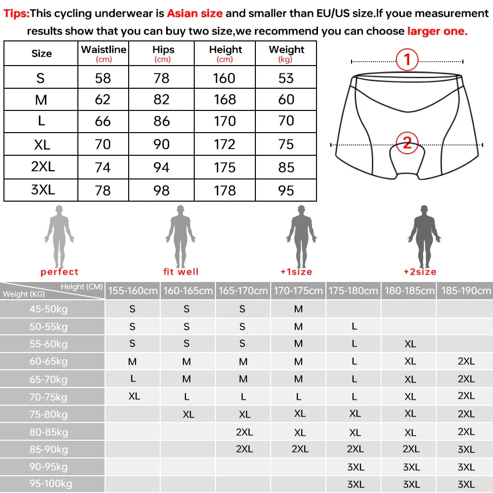 X-TIGER Men’s Cycling Underwear Shorts – 5D Gel Pad, Breathable Non-Slip Bike Shorts for MTB & Road Cycling