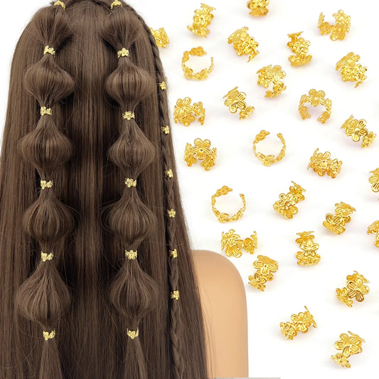40pcs Vine Leaf Hair Braid Rings – Vintage Alloy Hair Pins for Dreadlocks, Women & Girls Summer Hair Accessories