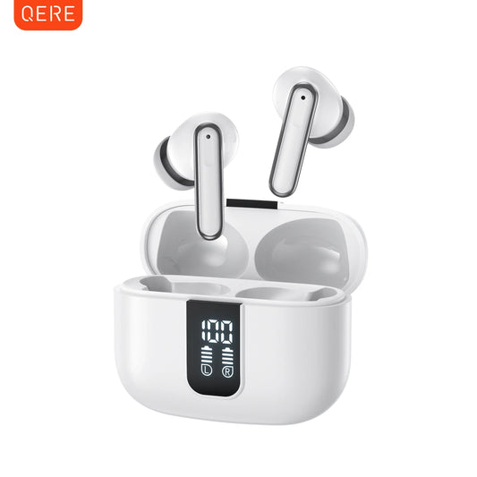QERE E50 Wireless Earbuds - Bluetooth 5.3 HiFi Headphones with ENC Microphone Low Latency Audio