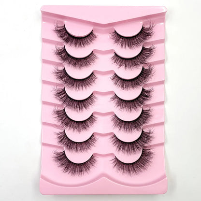 7 Pairs 3D Mink Fur False Eyelashes – Thick Short Dramatic Natural Look Makeup Lashes Wholesale