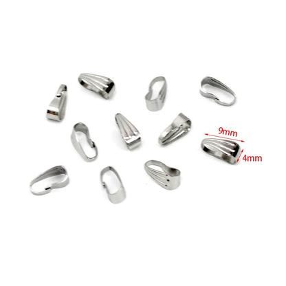 50PCS Stainless Steel Pendant Bail Connectors - Pinch Bail Clasp Clips for DIY Jewelry Making & Necklace Charms