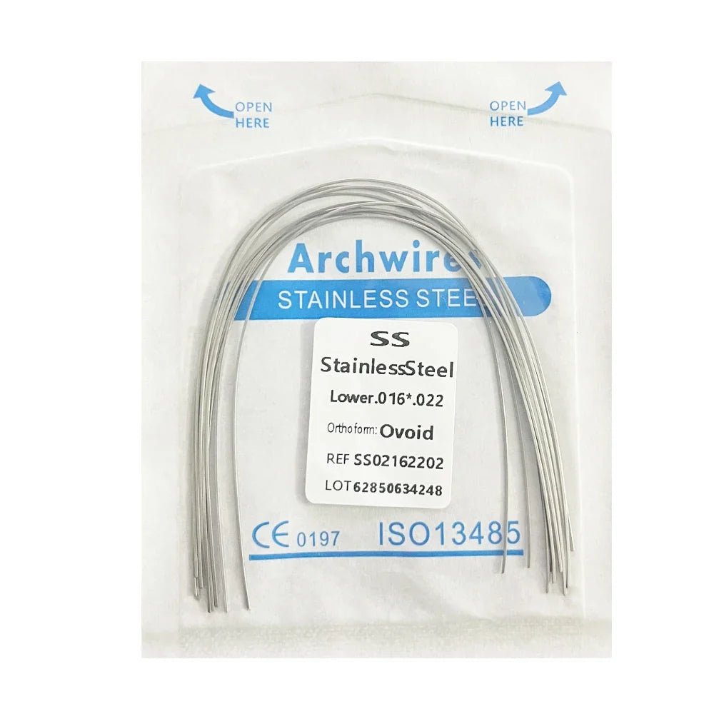 10PCS Dental Orthodontic Arch Wire Set - Stainless Steel Round & Rectangular Dentist Ovoid Form Material