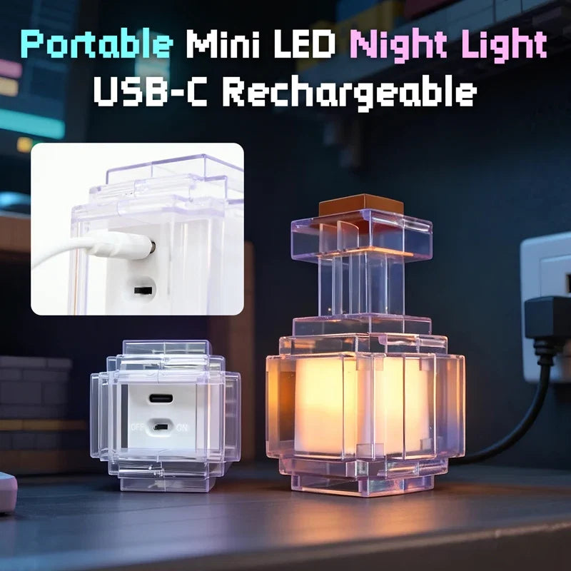 Rechargeable 7-Color Night Light - Mini Liquid Medicine Bottle Pixel Lamp for Bedroom Decor & Kids Gifts