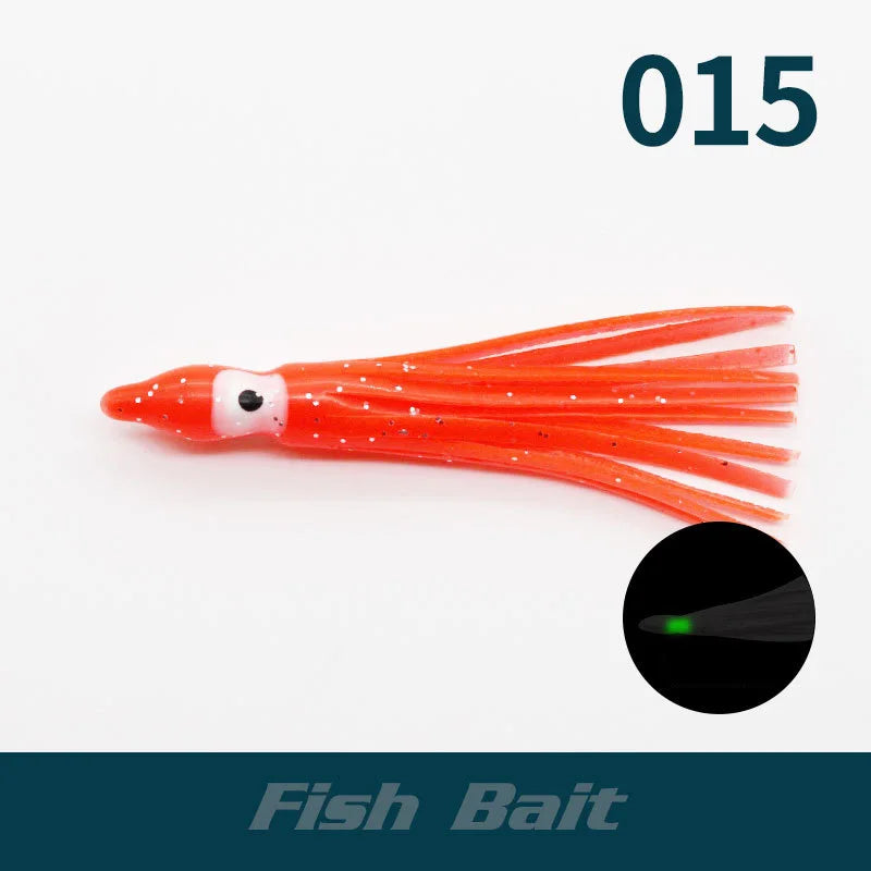 PRO BEROS 5Pcs Luminous Octopus Fishing Lures - Silicone Squid Skirts Glow Bait for Tuna Trolling & Sea Jigging