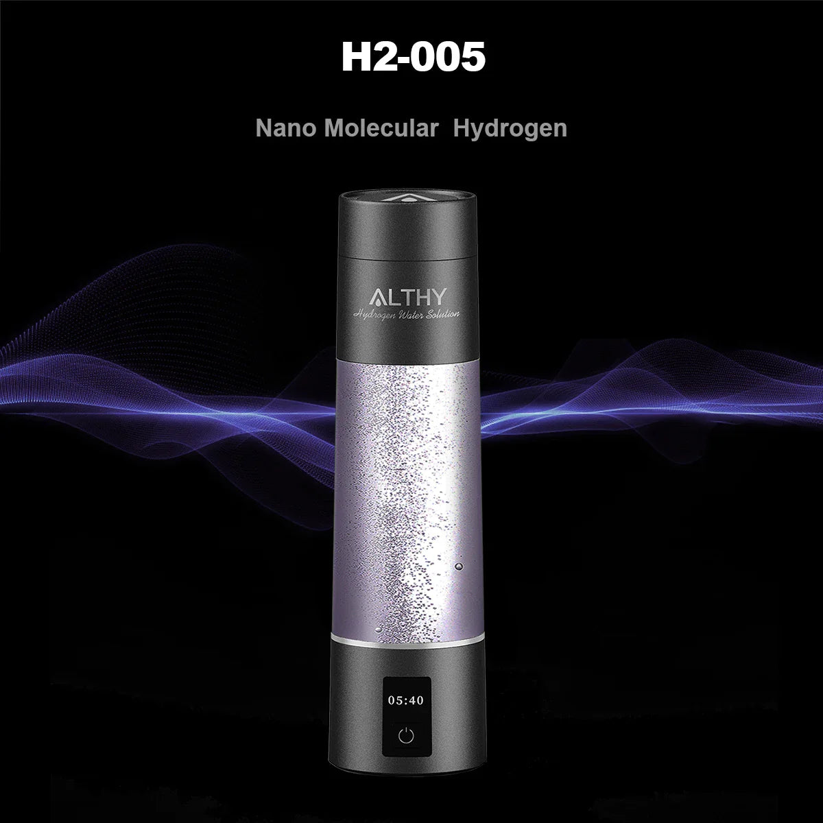 ALTHY Molecular Hydrogen Water Generator Bottle - DuPont SPE&PEM Dual Chamber Ionizer with Charging & Time Display