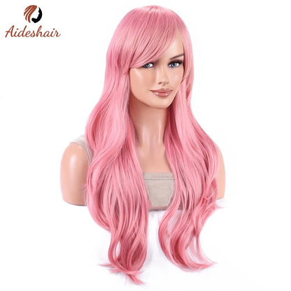 Aideshair Fashion Wigs 28" 70cm Long Wavy Curly Hair: Heat Resistant Cosplay Wig for Women - Includes Free Wig Cap