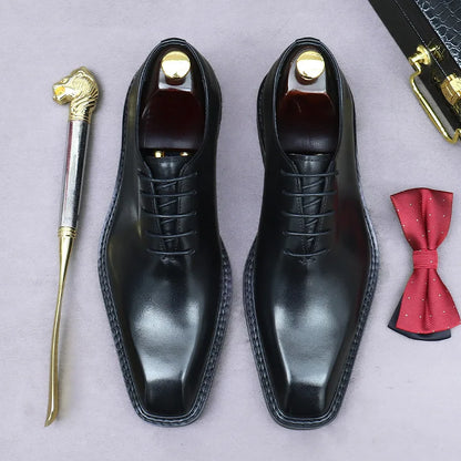 Men’s Handmade Genuine Leather Oxford Shoes - Italian Laser-Carved Business & Party Formal Dress Shoes Sizes 37-46