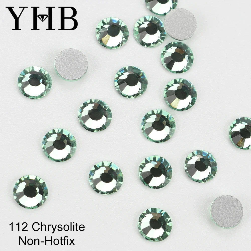 YHB Cold Fix Crystal Flatback Rhinestones - Silver Back Non Hotfix DIY Gems for Nail Art, Bags, Shoes, Garments & Phone Decoration