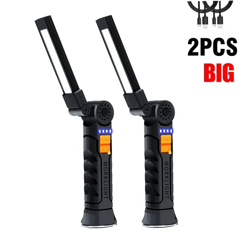 USB Rechargeable LED Flashlight – Built-in Battery Torch with Magnetic Base, 5 Modes for Home & Outdoor Camping