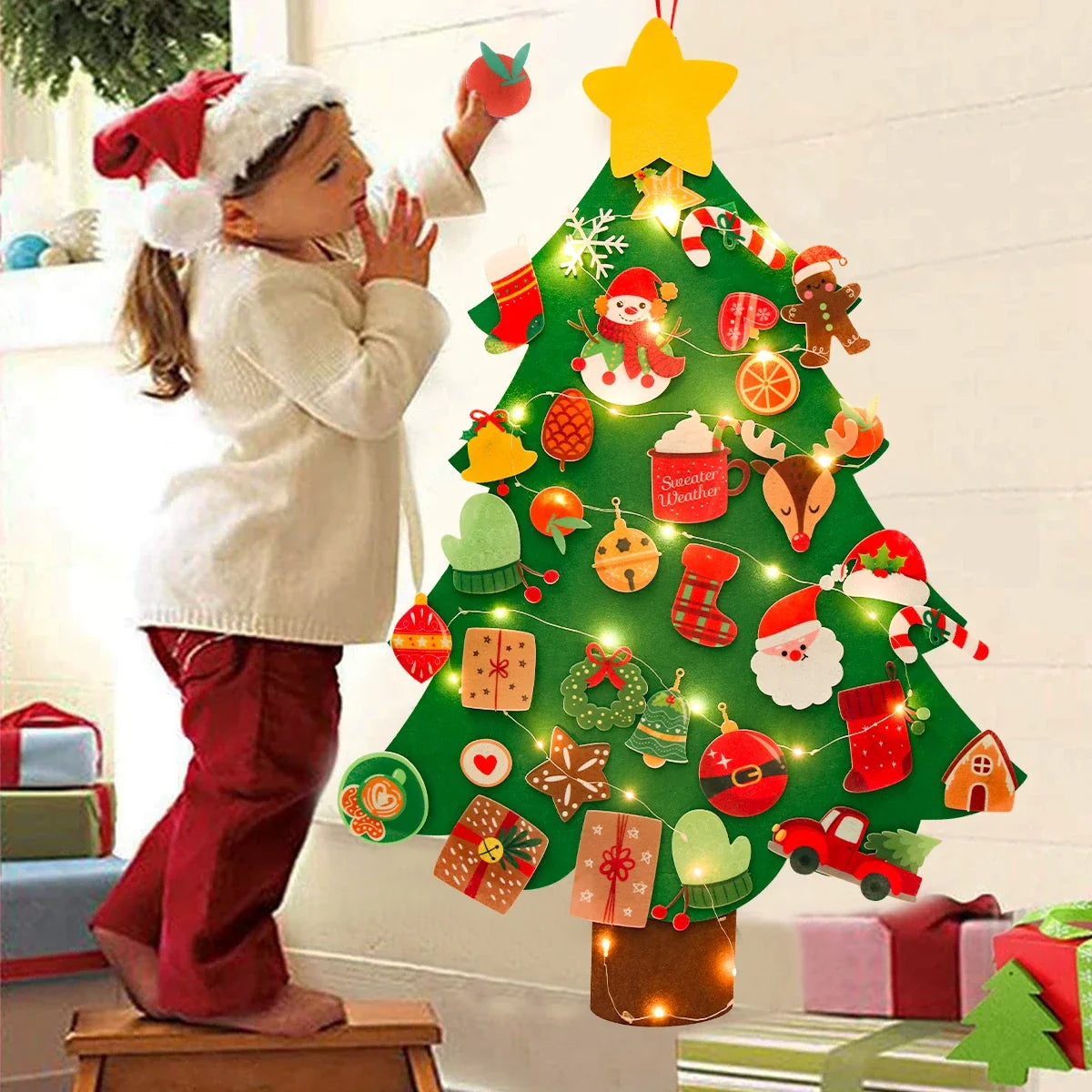 DIY Felt Christmas Tree Decoration – Xmas Ornament for Home Navidad Noel 2025 Santa Claus Kids Gift