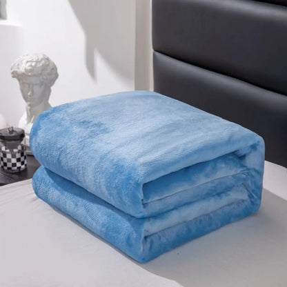 Simple Plain Colored Plush Blanket - Multifunctional Thickened Farley Blanket Cover for Warmth