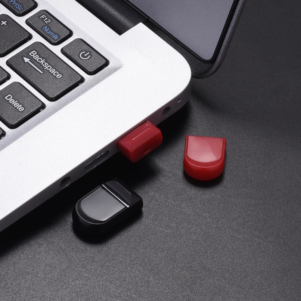Black Mini USB 2.0 Pen Drive – High-Speed 64GB & 128GB Oval Flash Memory Stick with Keychain, Ideal Business Gift