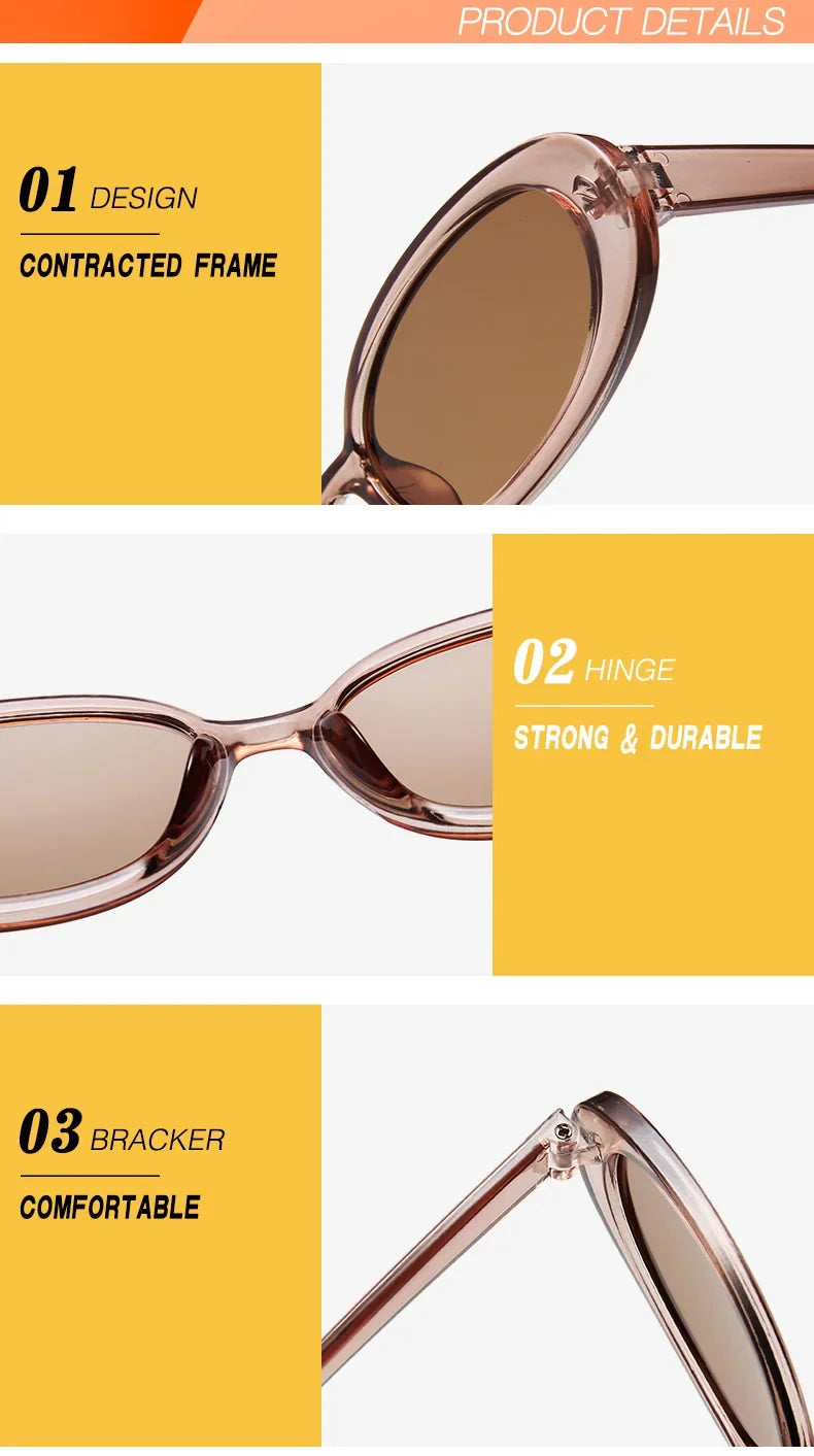 Vintage Small Oval Sunglasses for Women – Luxury Brand Designer Retro Black & Red UV400 Eyewear