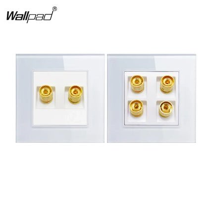 4 Pin Audio Wall Socket Panel - Luxury Crystal Glass Audio Video Sound Outlet 110V-250V