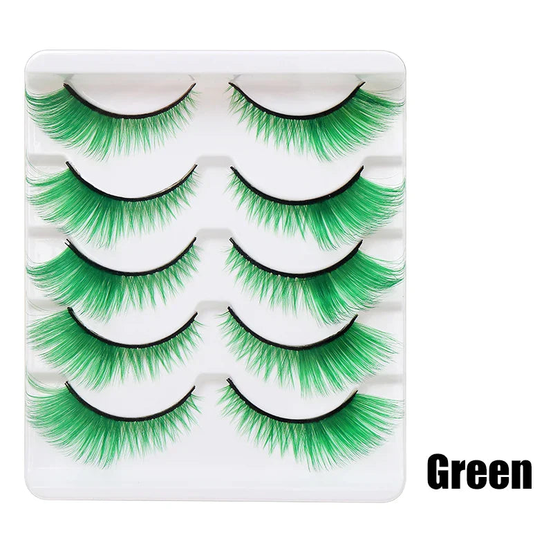 Colorful Halloween False Eyelashes – Blue, Red & Pink Cosplay Fake Lash Extensions for Makeup Looks