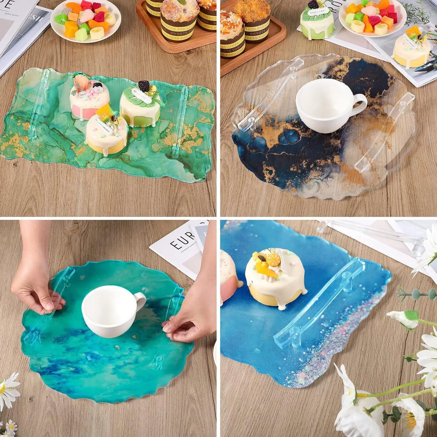 Large Rectangle Resin Tray Silicone Mold - DIY Epoxy Tea Plate Coaster Craft Making Mold