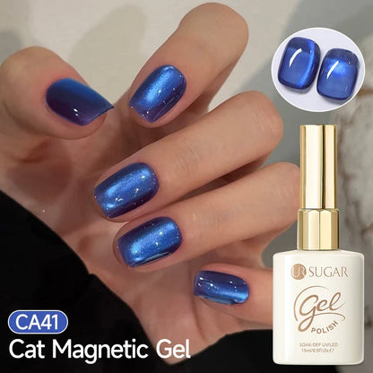 UR SUGAR 15ml Magnetic Cat Eye Gel Polish - Sparkling Silver Glitter UV LED Soak Off Nail Gel