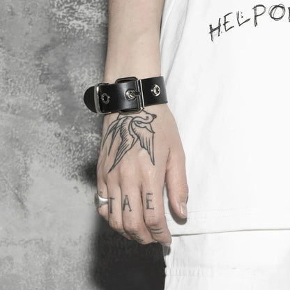 Punk Wrist Cuff Bracelet - Adjustable Retro Buckle Bangle for Men & Women, Party & Daily Wear