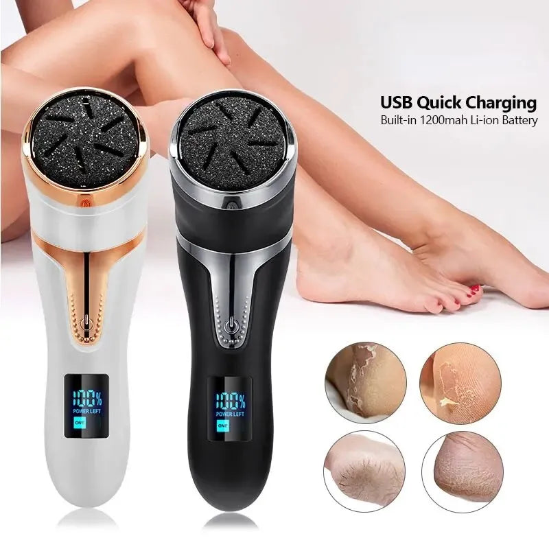 Rechargeable Professional Electric Callus Remover for Feet - Foot Care Kit with 3 Heads, Dander Vacuum Cleaner, and LCD Display