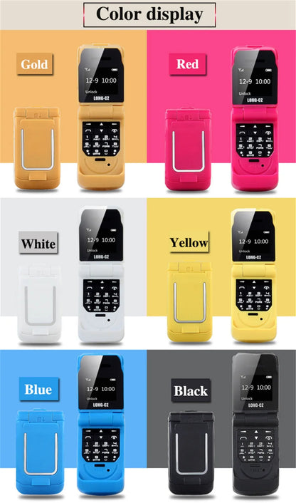 Mini Flip Mobile Phone for Kids – J9 Smallest Clamshell Phone with Bluetooth Dialer & Magic Voice Handsfree Earphone