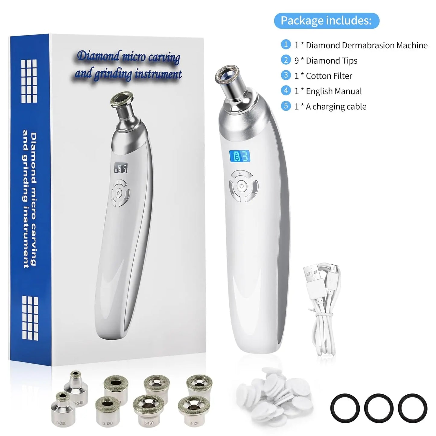 Wireless Diamond Microdermabrasion Machine - Deep Skin Cleansing Blackhead Remover Anti Aging Facial Care Tool