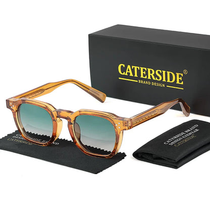 CATERSIDE Retro Punk Square Sunglasses – 2-Piece Fashion Set for Men & Women, Party & Festival Gift Glasses