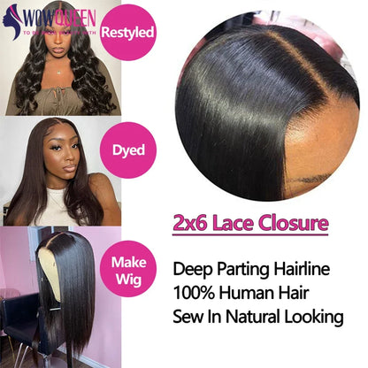 Straight Human Hair Bundles With Closure - Raw Brazilian Hair Extensions 2x6 4x4 13x4 Transparent Frontal Weave Set