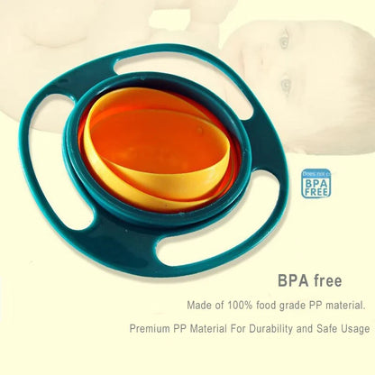 Universal Gyro Bowl - 360° Rotating Spill Proof Baby Feeding Dish & Balance Training Toy for Children