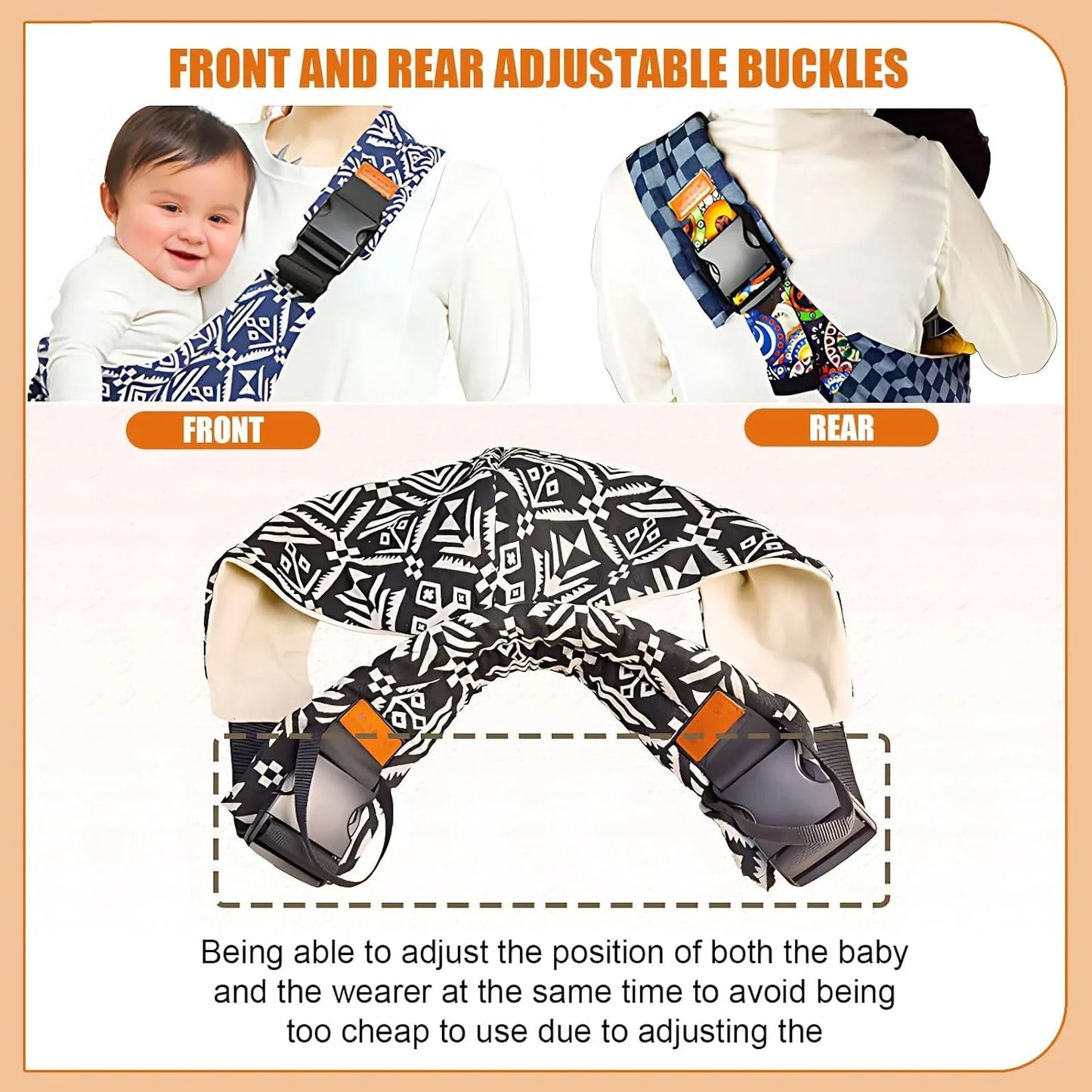 Newborn Baby Carrier Sling – Adjustable Ergonomic Crossbody Wrap & Hip Seat Infant Holder Bag for Hands-Free Comfortable Carrying
