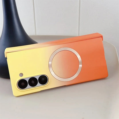 Gradient Dual Color Magnetic Liquid Silicone Phone Case for Samsung Galaxy Z Fold 7 / 6 / 5 / 4 / Z Fold 3 – MagSafe Compatible Shockproof Cover with Soft Touch Protection