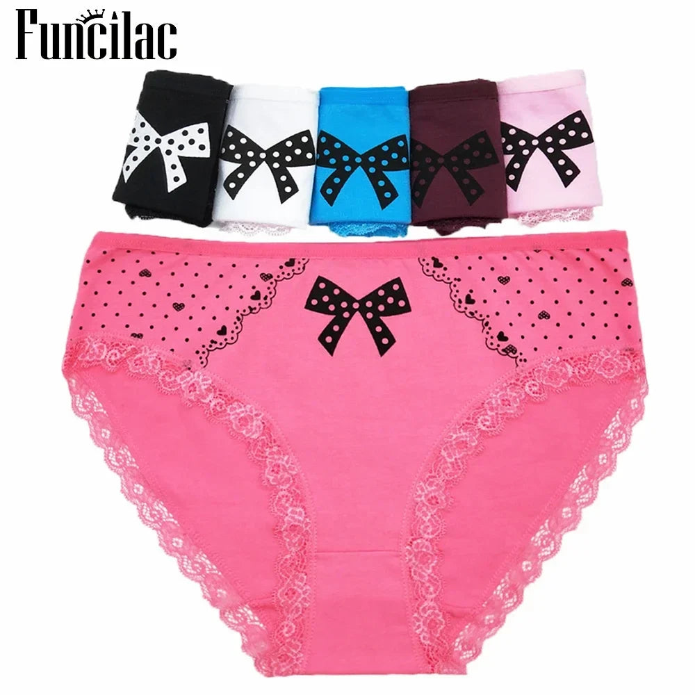 6 Pcs Women’s Cotton Briefs Set - Plus Size Sexy Print Mid-Rise Panties with Breathable Cotton Crotch
