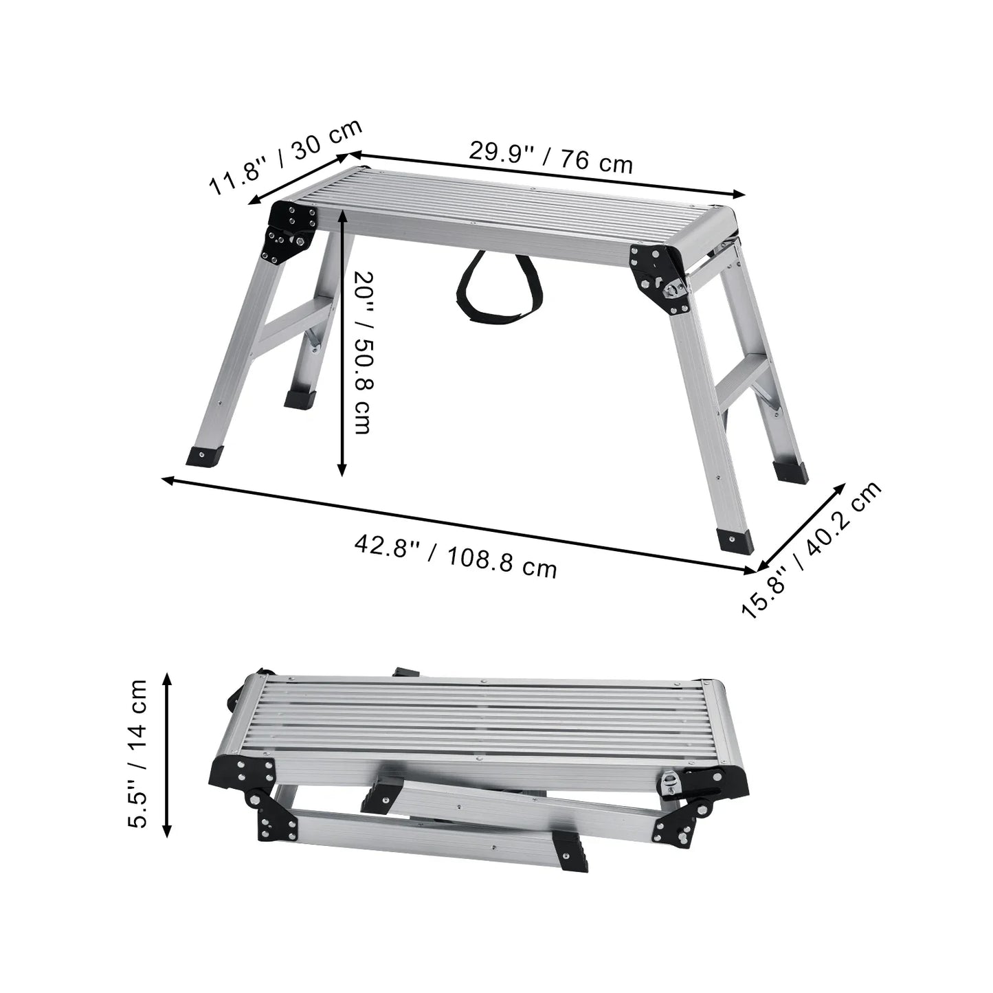 SucceBuy Folding Work Platform & Aluminum Drywall Stool – Heavy Duty Ladder with 330lb Load Capacity & Non-Slip Feet
