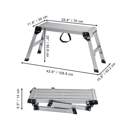 SucceBuy Folding Work Platform & Aluminum Drywall Stool – Heavy Duty Ladder with 330lb Load Capacity & Non-Slip Feet