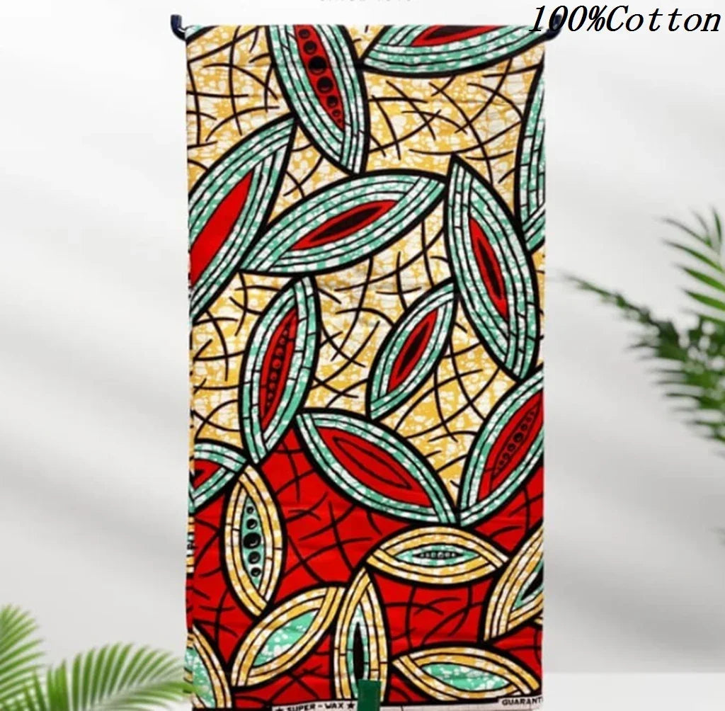 African Ankara Wax Print Fabric - 100% Cotton Batik Material for Sewing & Wholesale 6 Yards