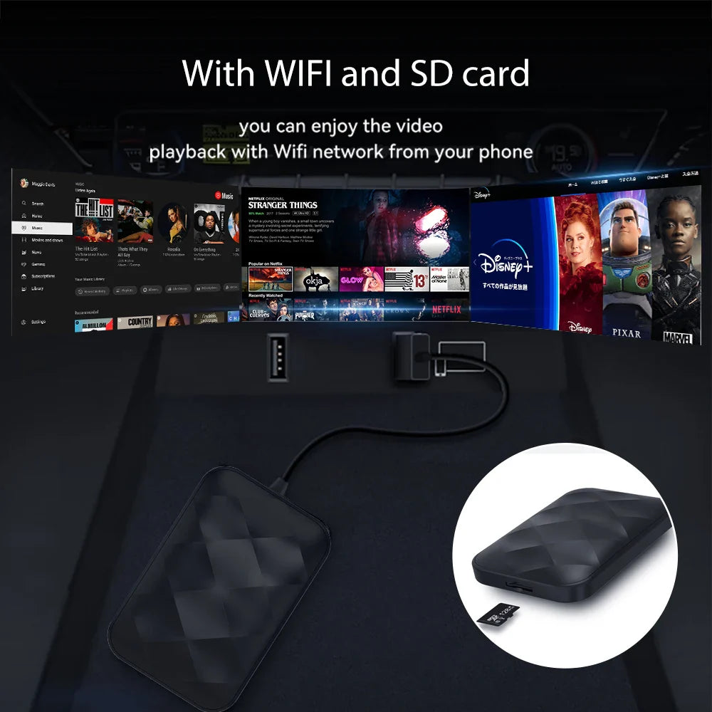 Acodo 2025 Android 14 3-in-1 CarPlay AI Box Wireless Adapter for Android Auto, YouTube & Netflix – Universal Plug and Play TV Box