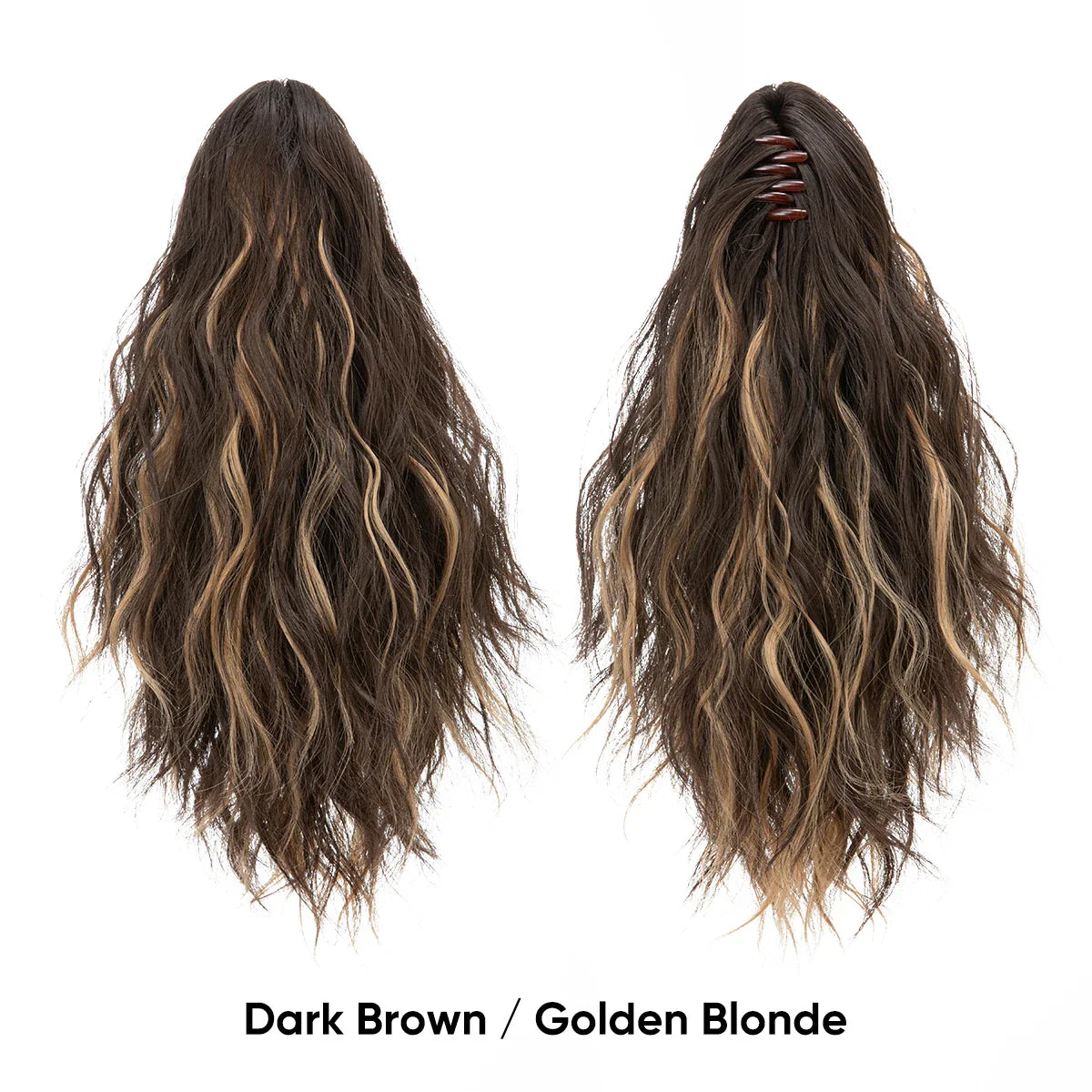 13-Inch Premium Synthetic Curly Claw Clip Ponytail – Blonde Brown Short Hairpiece, Fake Hair Extensions P064